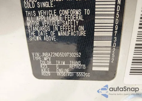 2013 Infiniti Qx56 from USA, damaged, VIN JN8AZ2ND5D9730252